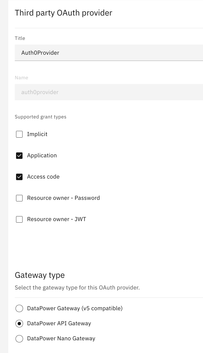 Third-party OAuth provider configuration