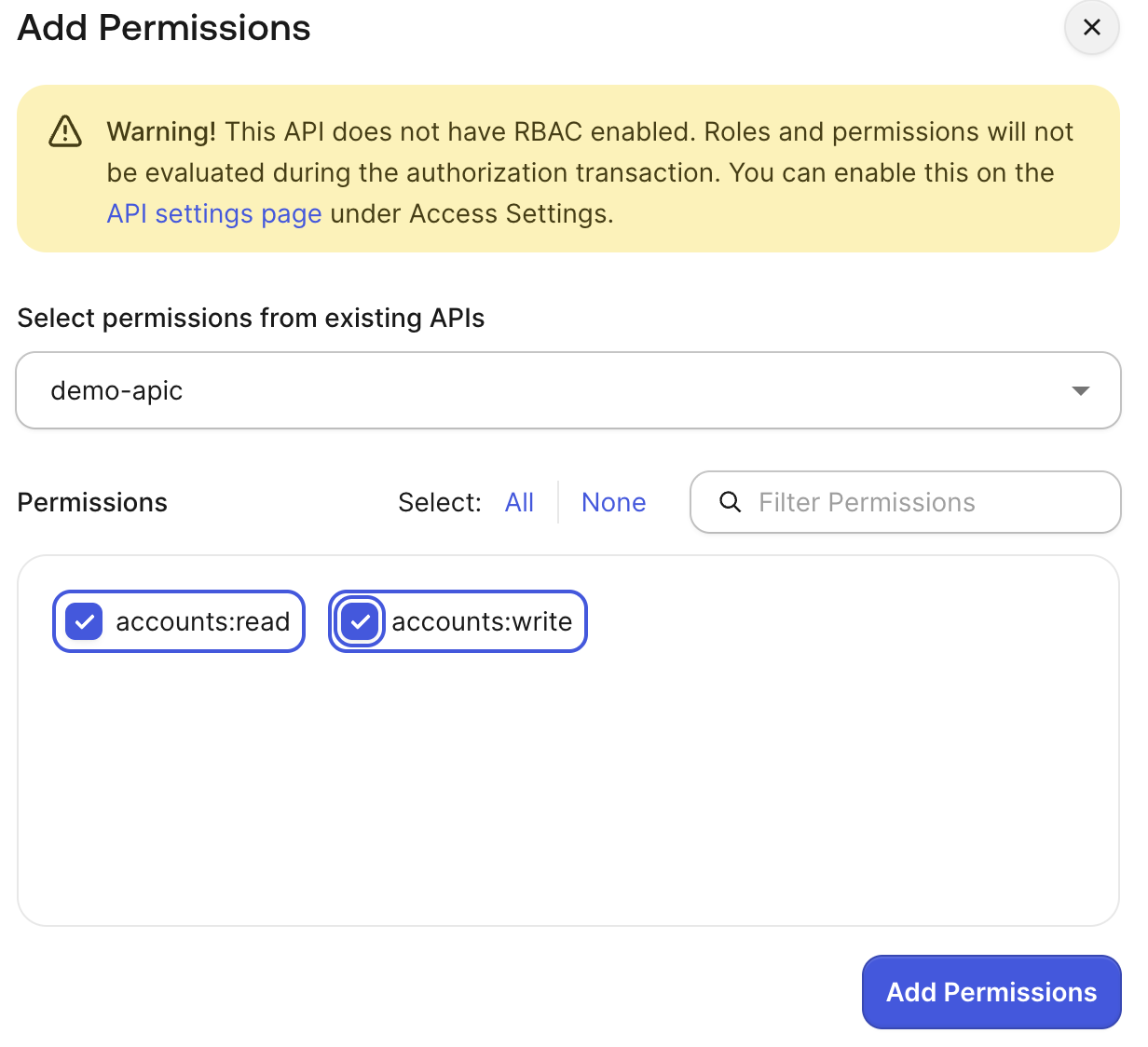 Add permissions to user